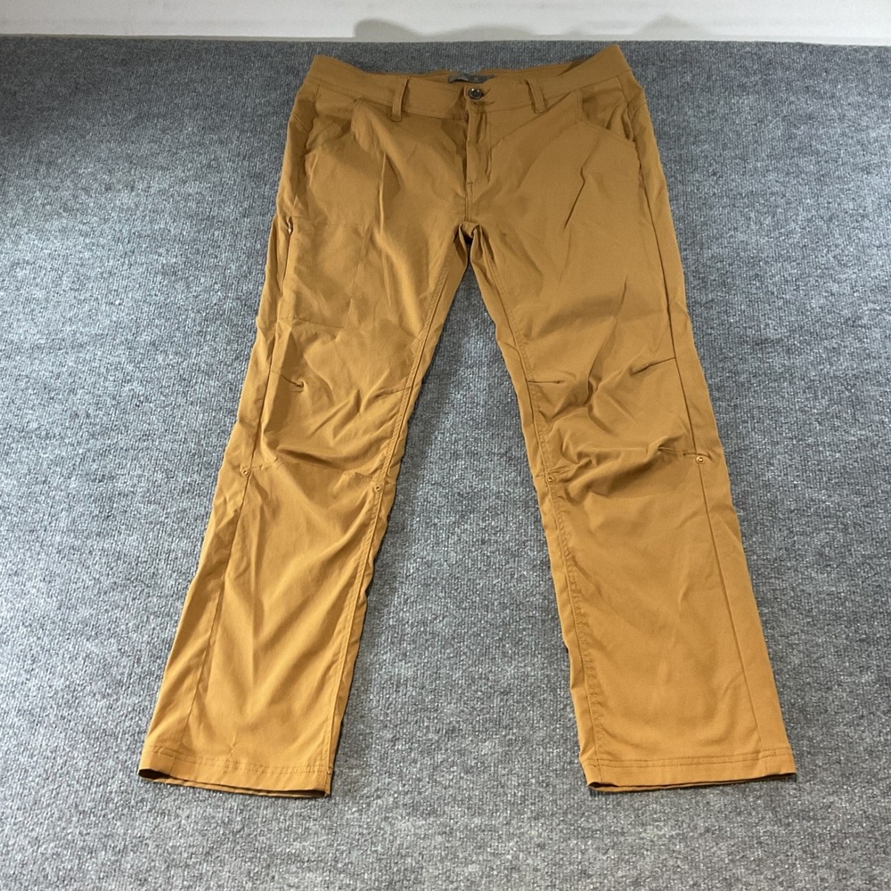 Prana Halle Straight Leg Hiking Pants Brown Zion Stretch Roll Up Size 14 Regular